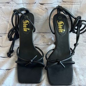 Sheln Black Strappy Heels